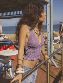 Aralina Women's Casual Sleeveless Cropped Tank Top - Purple - View 8