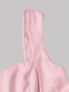 SHEIN MOD Đầm ngắn nữ kiểu dáng ngọt ngào với nơ thắt eo, thích hợp cho mùa hè. - Hồng - Xem 4