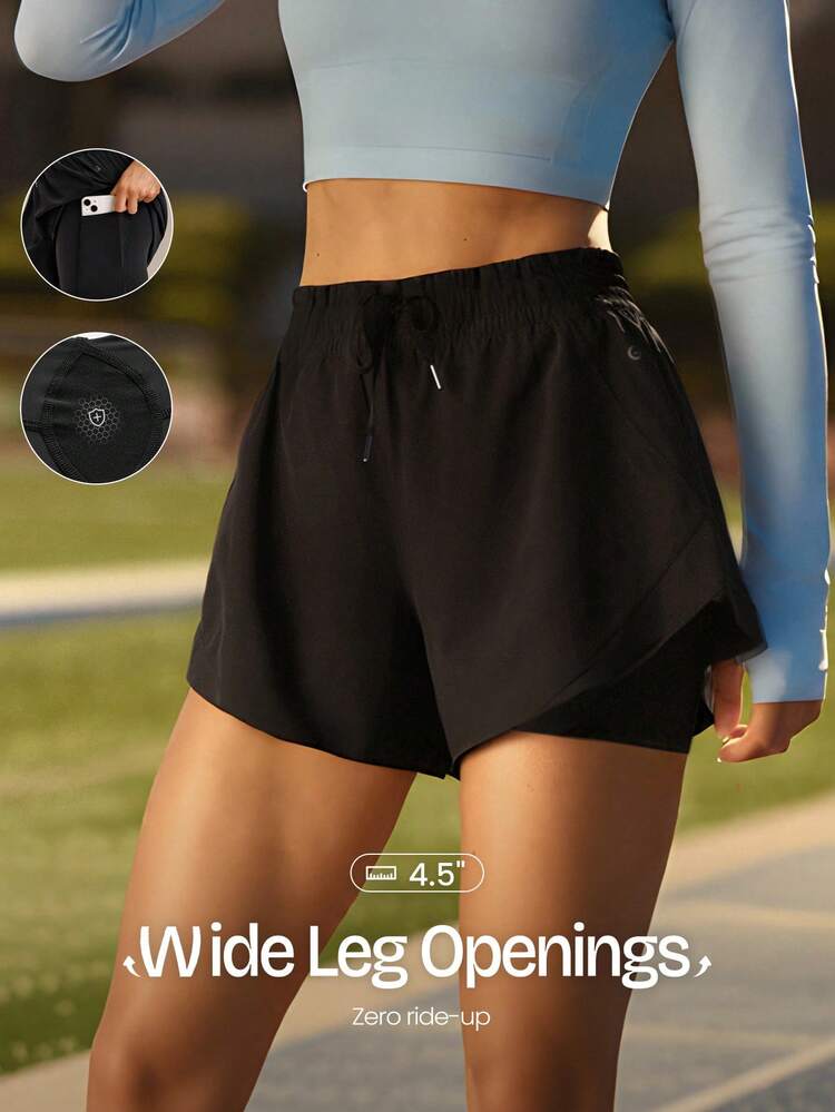 4.5" VitalSwift Fast Moves Lightweight Quick-Dry Stretchy Odor Control Side-Split Hem Zipper Pocket Shorts Training Tennis Running Workout Gym Wear