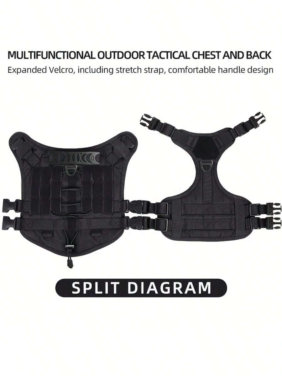 1pc Black Pet Chest And Back Strap, Simple Outdoor Training Adjustable Large Dog Vest For Walking And Training - Black - View 1