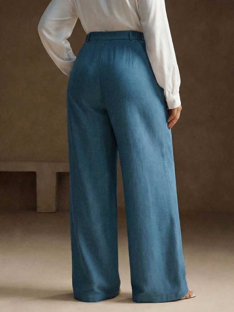 Women's Pleated Design Wide Leg Relaxed Fit Elegant Dress Pants