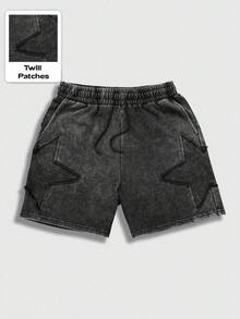 ROMWE MEN Street Life Teen Boy Solid Color Crew Neck Short Sleeve T-Shirt And Elastic Waist Shorts 2-Piece Set - Black - View 4