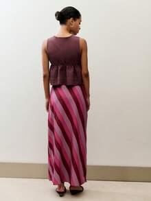 Falda larga a rayas. Las llamativas rayas diagonales y el bajo a todo lo largo. Ideal para primavera, verano, vacaciones, como cubridor, ropa de playa, y para el día a día. - Multicolor - Ver 2