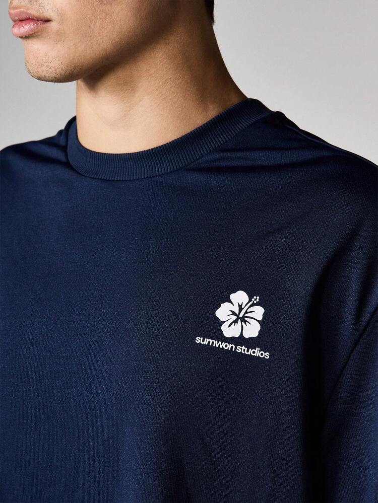 SUMWON Oversized Tee With Floral Grid Print
