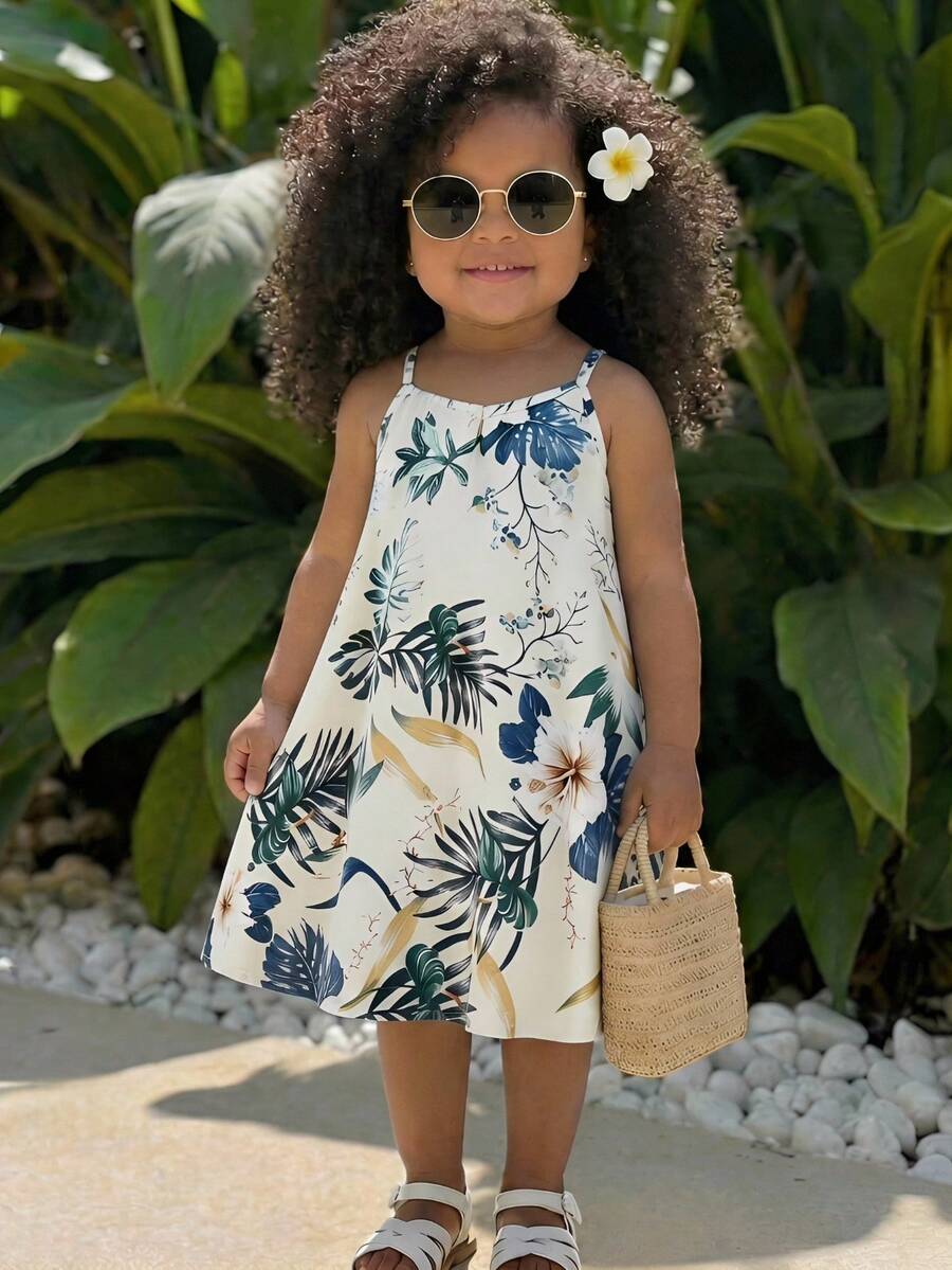 SHEIN Babygirl Colorful Striped Pattern Loose Sleeveless Dress, Lightweight For Summer Vacation - Multicolor - View 1