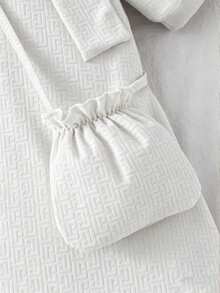 Girls' Elegant Solid Color Spring/Summer Dress, Girls' Solid Color Bow Round Neck Vest Spliced Mesh Skirt Matched With Fashionable Bag, Gentle Lady Style, Comfortable Multi-Functional Daily Outfit, Girls Clothing - White - View 4