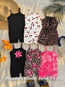 SHEIN 女童碎花针织连体裤 - 彩色 - 查看 3