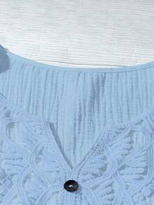 EMERY ROSE Women's Casual Floral Short Sleeve Blouse - Blue - View 3