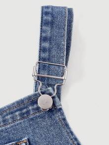 Sweetra Gaun Terusan Denim Kasual Serbaguna Warna Biru Muda untuk Wanita Ukuran Plus - Light Wash - View 3