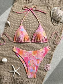 Swim Vcay Women's Sexy Halter Neck Beach Vacation Bikini 2 Pieces Swimsuit, Summer Zestiva Swimsuit - Multicolor - View 3