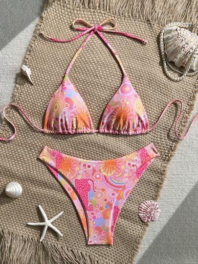 Swim Vcay Bikini de 2 piezas con cuello de halter sexy para vacaciones en la playa, verano