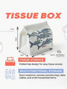 Joivida 1pc Retro Sardine Fish Tissue Box Holder, Sturdy Fabric Organizer, Spill-Resistant & Easy Clean For Kitchen Car Dining - Multicolor - View 5