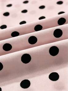 Women's Fashion Casual Retro Minimalist Versatile Lace Patchwork Polka Dot Short Sleeve T-Shirt - Pink - View 5