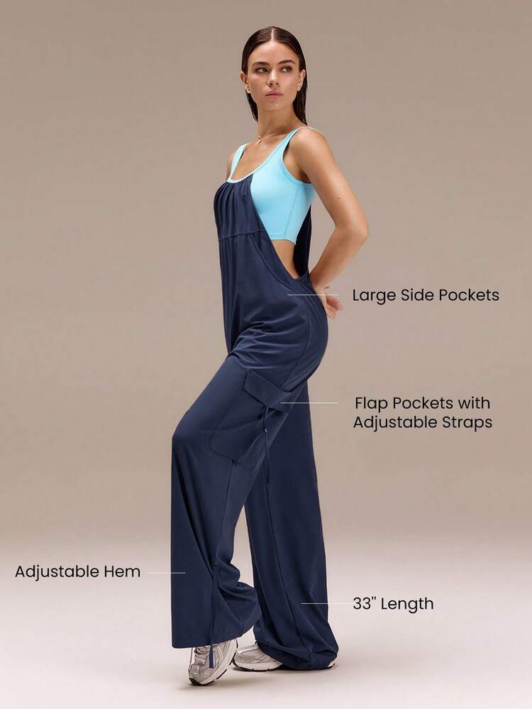 33" VitalSwift On The Glow Colorblock Adjustable One Piece Jumpsuit With Pockets Daily Casual Wear