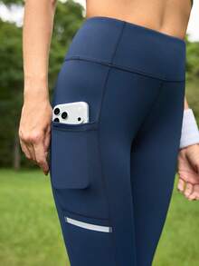 In My Nature Quần legging nữ có túi, kiểu dáng thường ngày, đa năng, phù hợp mặc hàng ngày và hoạt động ngoài trời. - Màu xanh hải quân - Xem 2