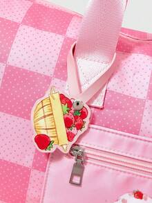 Strawberry Shortcake | ROMWE 草莓蛋糕 | ROMWE 粉色草莓卡通印花旅行手提包，適合健身、旅行，大容量斜挎包 - 粉色1 - 查看 8