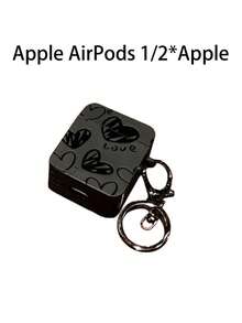 Ốp bảo vệ chống rơi vỡ tương thích với tai nghe không dây Apple AI Rpods, chống trầy xước và chống rơi vỡ. - 109 Trái tim đen - Xem 2