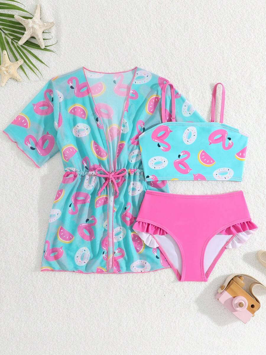 Bộ đồ bơi cho bé gái (size nhỏ), họa tiết hoạt hình dễ thương, 3 mảnh, thời trang, giản dị, tinh tế, năng động, thích hợp cho bơi lội, kỳ nghỉ hè. - Nhiều màu - Xem 1