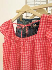 SHEIN Franclia Autumn New Arrival Cute Ruffle Hem Blouse For Women - Red - View 5