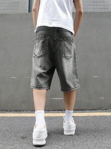 Manfinity EMRG Men's Fashionable Casual Pocket Denim Shorts - Grey - View 2