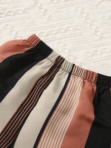SHEIN Baby Girl Cami Top & Colorblock Striped Shorts - Chocolate Brown - View 4