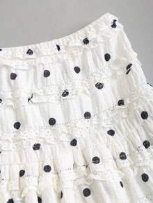 Y2K Casual Resort Mini Skirt With Double-Layered Hem And Solid-Color Ruffle Trim - Apricot - View 9