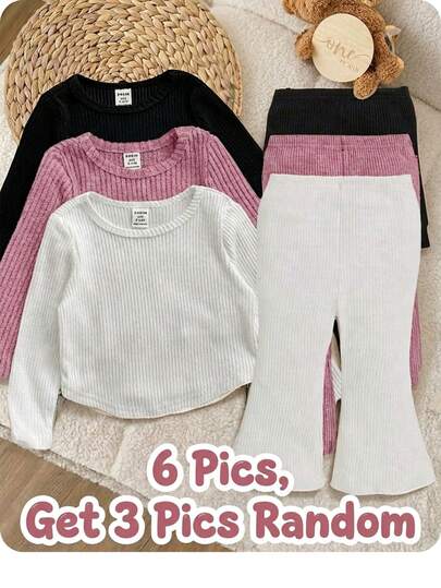  Buy Two Get One Free, Cost-Effective SHEIN Cute Baby Girl Casual, Simple And Cute, With Grab Anti-Strip Material, Asymmetrical Hem Round Neck T-Shirt Multi-Pack Suitable For Birthday Parties, Evening Parties, Performances, Weddings, Baptisms, Opening Ceremonies, Suitable For Daily Use, Suitable For School, Suitable For Travel, Suitable For Autumn And Winter Seasons