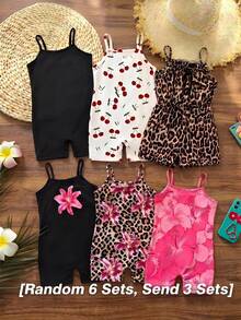 SHEIN 女童碎花针织连体裤 - 彩色 - 查看 5
