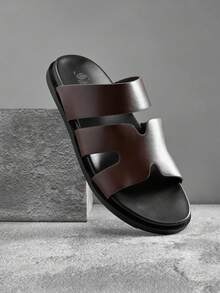 SHUZIA Men's Fashionable Casual Comfy Cutout Band Slide Sandals - Chocolate Brown - View 2