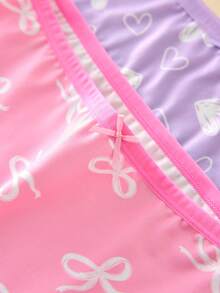 10pcs/Pack Girls' Cute Bow, Heart Print Design Casual Comfortable Cartoon Multicolor Briefs - Multicolor - View 4