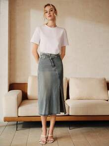 Anewsta Essential Women's Fashionable Chic Urban Modernist White Short Sleeve T-Shirt Top, Summer Tops Women - White - View 7
