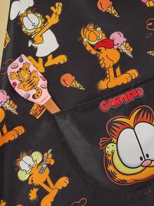 GARFIELD | SHEIN 一件厨师围裙，采用防水防油面料，舒适柔软，是厨房和烘焙的必备品，男女皆宜，单口袋全版图案 - 黑色 - 查看 5