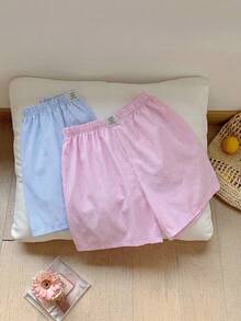 SHEIN 2pcs/Set Tween Girls' Colorful Striped Shorts, Fashionable And Stylish For Outings And Travel - Multicolor - View 4