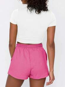 INAWLY Women's Simple Printed Short Sleeve T-Shirt And Shorts Set - Multicolor - View 2