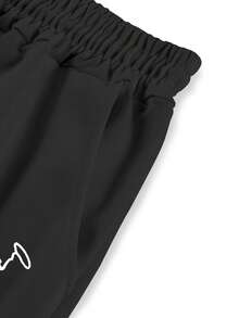 Genlund Conjunto de Camiseta de Manga Curta e Shorts com Estampa Equestre em Contraste Azul Lago e Preto, Conjunto Esportivo Casual de Verão para Férias - Multicolorido - Visão 5