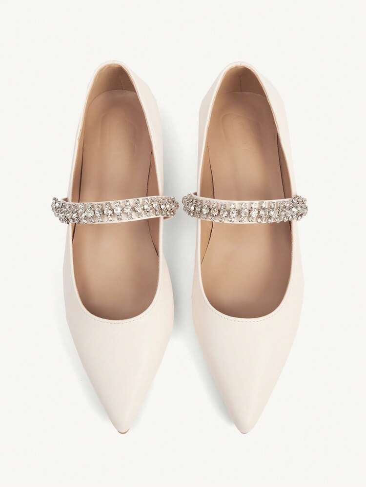 CUCCOO CHICEST Women's Rhinestone Decor Casual Everyday Versatile Fashion Flat Shoes Summer Shoes Wedding Shoes Bride Shoes