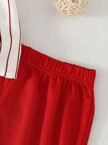 Cozy Pixies 2pcs/Set Boys Letter Print Knit Crew Neck Short Sleeve Top And Elastic Waist Shorts - Multicolor - View 6