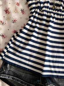 Glimmora 夏季休闲复古Y2K条纹女式吊带背心 - 藍色 - 查看 3