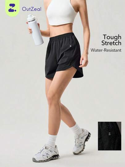 OutZeal Women Outdoor Black Shorts Workout Gym Running Water-Resistant Stretch Outdoor Bottoms