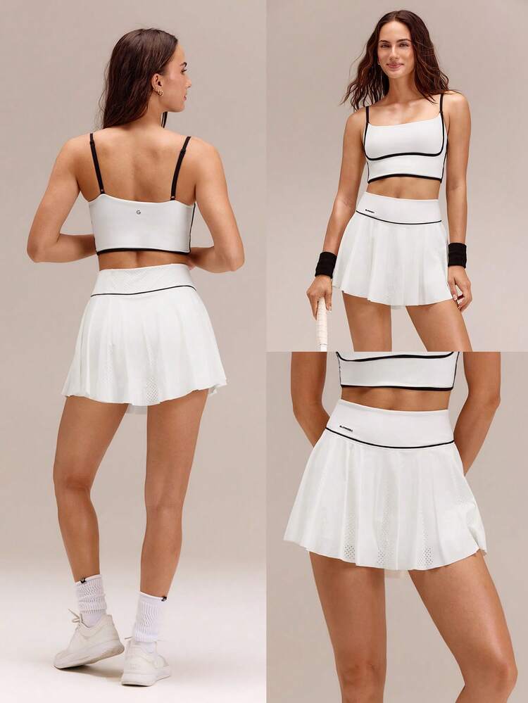 Falda de tenis ultraligera, transpirable, de secado rápido y protección solar FeatherFit™-Air con pantalones cortos incorporados y bolsillos laterales, apta para tenis, golf, pickleball y uso casual diario