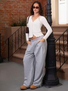 juhmazzocco 女士蕾丝荷叶边修身开衫长袖上衣 - 米色 - 查看 5