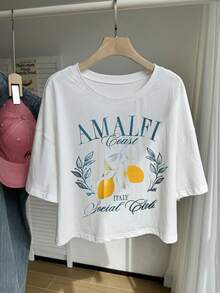 Comfortcana Plus Size Solid Color Drop Shoulder Casual Short T-Shirt - White - View 5