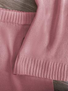 Qadelle Bộ áo len nữ kiểu dáng retro mới, cổ tròn, màu trơn, gồm áo khoác cardigan và quần short, thích hợp mặc hàng ngày, gồm 2 món. - Màu Hồng Tươi - Xem 4