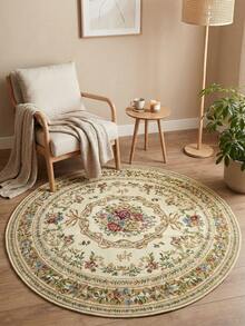 1pc Jacquard Woven Round Area Rug, European Farmhouse Style Home Decor Carpet, Suitable For Room, Bedroom, Bedside, Table & Chair, Machine-Woven Pattern, No Odor, Medium Thickness, Suitable For All Seasons, Easy To Fold And Store, Convenient To Clean - Multicolor - View 17