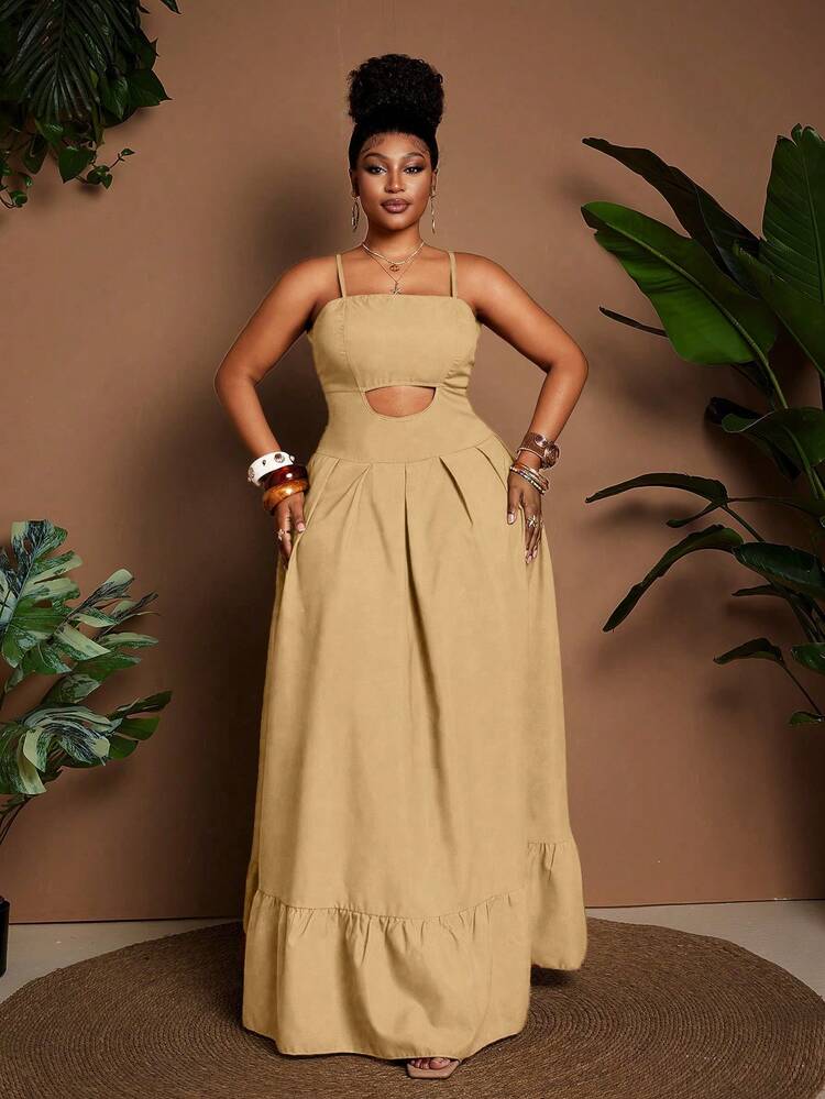 Maweii Plus Size Women Solid Color Pleated Casual Party Outing