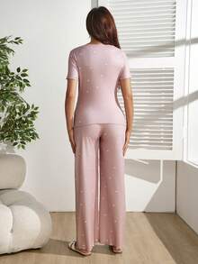 SHEIN Bộ đồ hai mảnh dành cho bà mẹ cho con bú - Bụi hồng - Xem 2