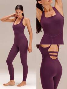 GLOWMODE FeatherFit™ Mono de cuello de chal de 26" con espalda de cruce bajo impacto para estudio de yoga de verano - cola de cereza - Ver 8