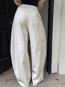 DAZY 女款寬鬆哈倫褲，休閒街頭風度假長褲，純色，夏季商務休閒女裝 - 灰色 - 查看 2