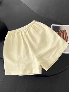 Franclia Bộ quần short nữ cỡ lớn mới, cạp chun, dây rút, ống đứng, dáng rộng, màu trắng, kiểu dáng thường ngày, gồm 2 mảnh. - Nhiều màu - Xem 2