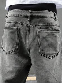 Manfinity EMRG Men's Fashionable Casual Pocket Denim Shorts - Grey - View 8